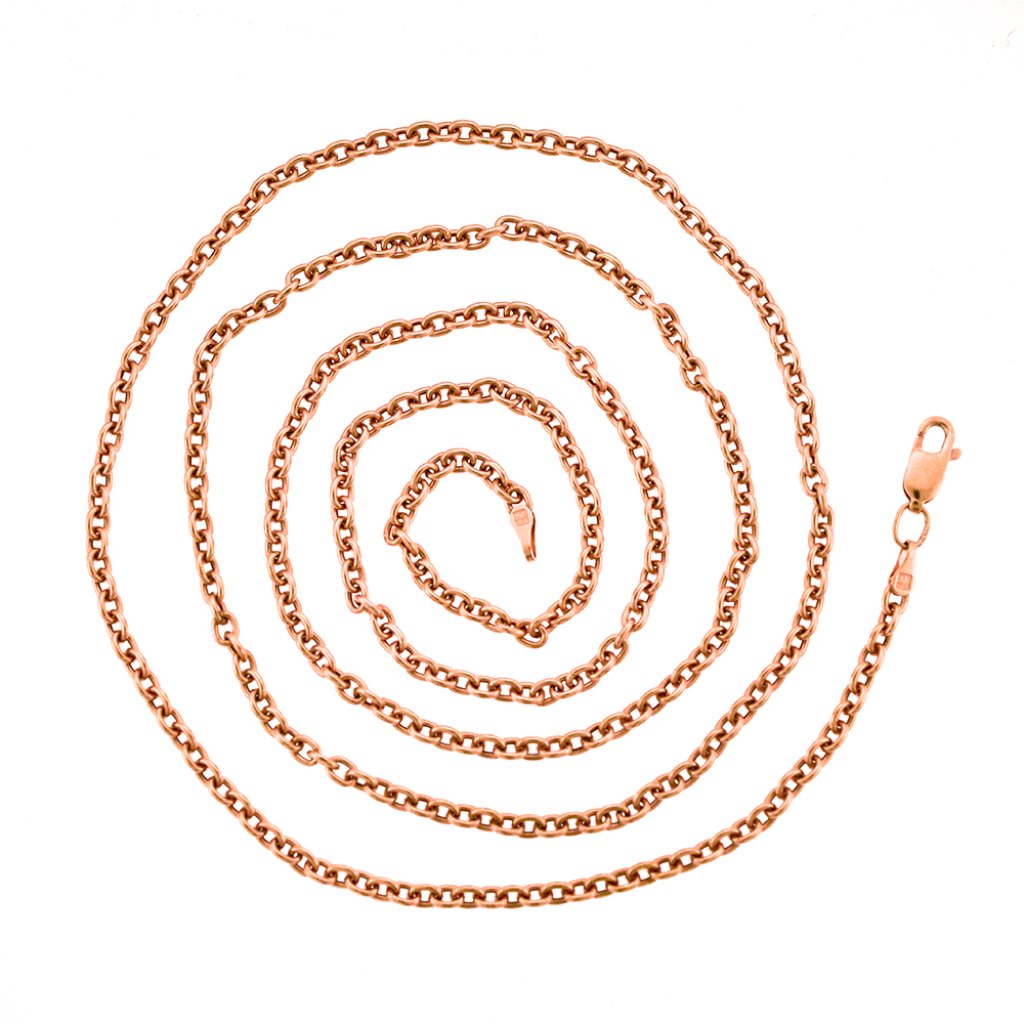18 Cable Rolo Link Chain 14k Rose Gold Necklace 454$